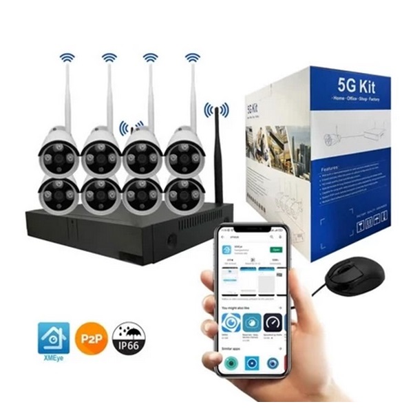 پکیج ۸ کانال وایرلس XMeye دید در شب رنگی 5G